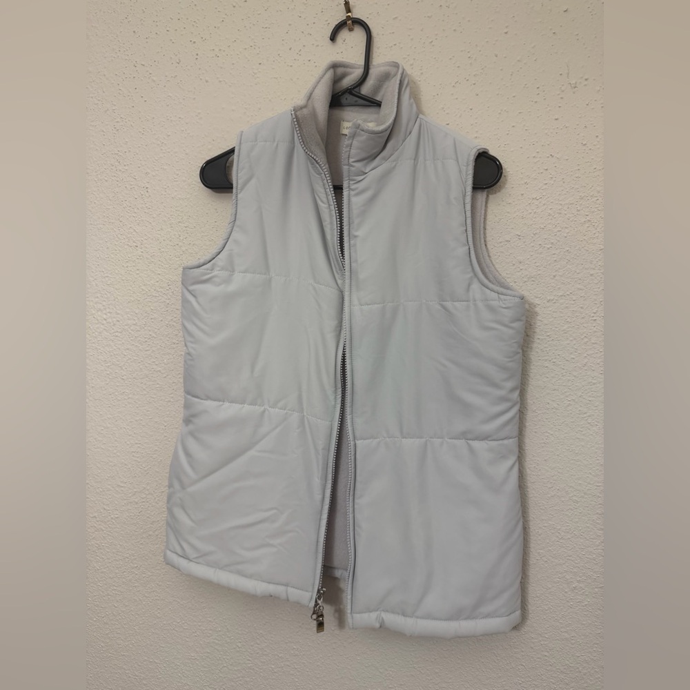 Lord & Taylor Light Gray Puffer Vest